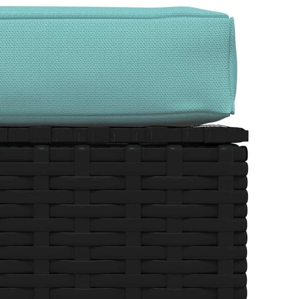 vidaXL fodskammel med hynde til haven 70x70x30 cm polyrattan sort