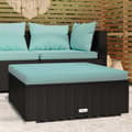Miniatyrbillede 2 af 7: vidaXL fodskammel med hynde til haven 70x70x30 cm polyrattan sort