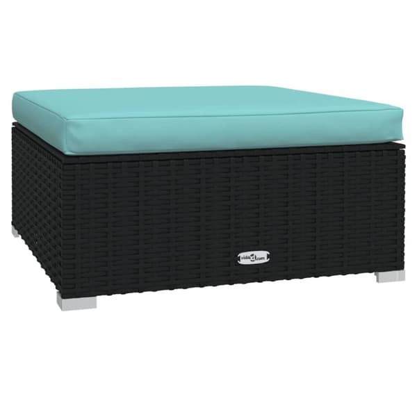 vidaXL fodskammel med hynde til haven 70x70x30 cm polyrattan sort