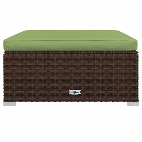 vidaXL fodskammel med hynde til haven 70x70x30 cm polyrattan brun
