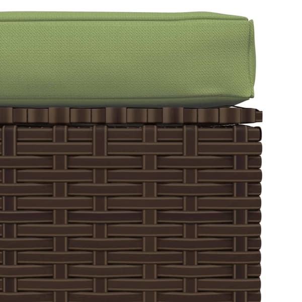 vidaXL fodskammel med hynde til haven 70x70x30 cm polyrattan brun