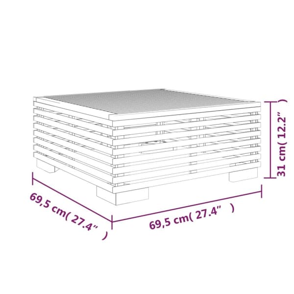 vidaXL sofabord til haven 69,5x69,5x31 cm massivt teaktræ