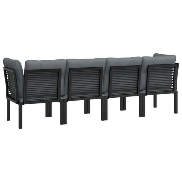 vidaXL Loungegrupp 4 delar svart och grå konstrotting