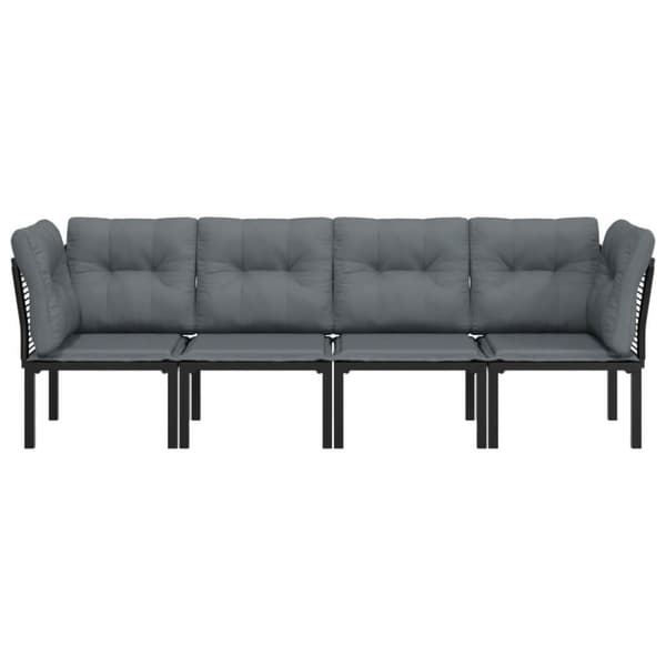 vidaXL Loungegrupp 4 delar svart och grå konstrotting