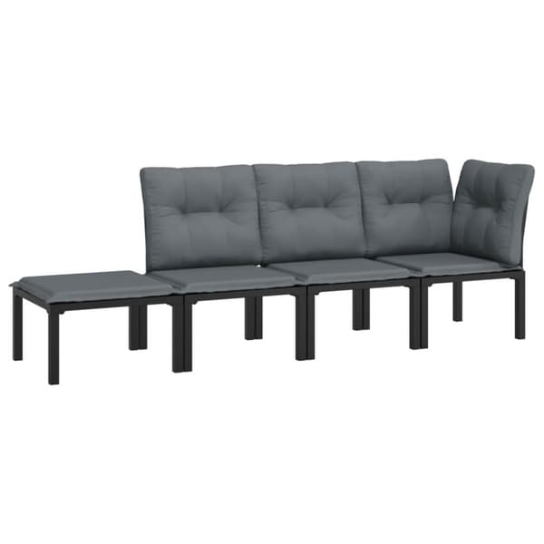 vidaXL loungesæt til haven 4 dele polyrattan sort og grå