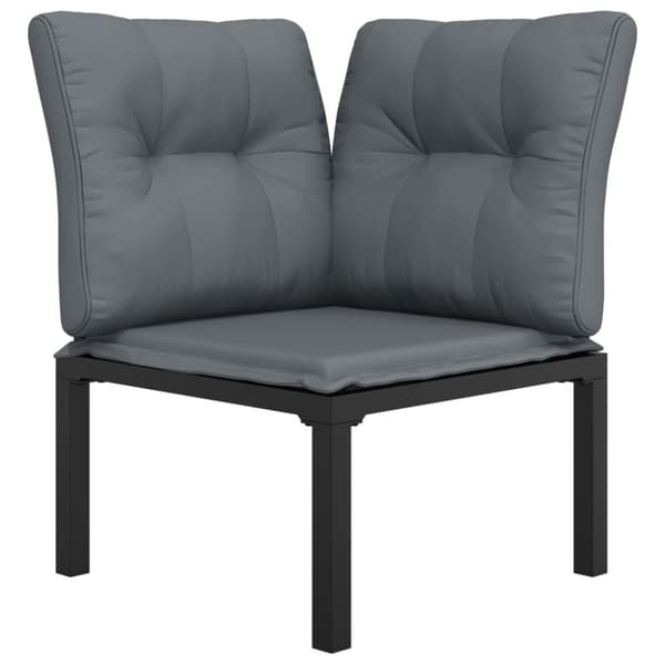 vidaXL hjørnemodul til havesofa med hynder polyrattan sort og grå