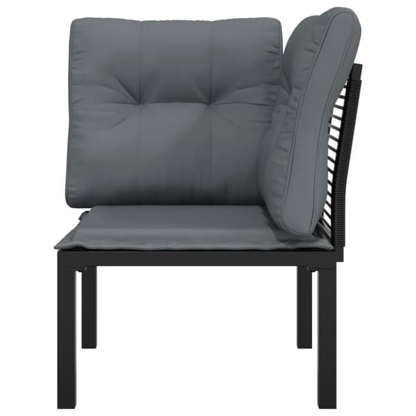 vidaXL hjørnemodul til havesofa med hynder polyrattan sort og grå