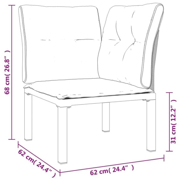vidaXL hjørnemodul til havesofa med hynder polyrattan sort og grå