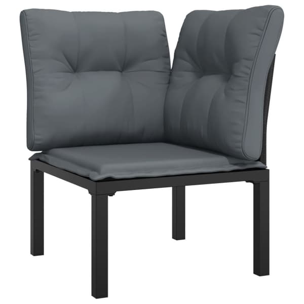 vidaXL hjørnemodul til havesofa med hynder polyrattan sort og grå