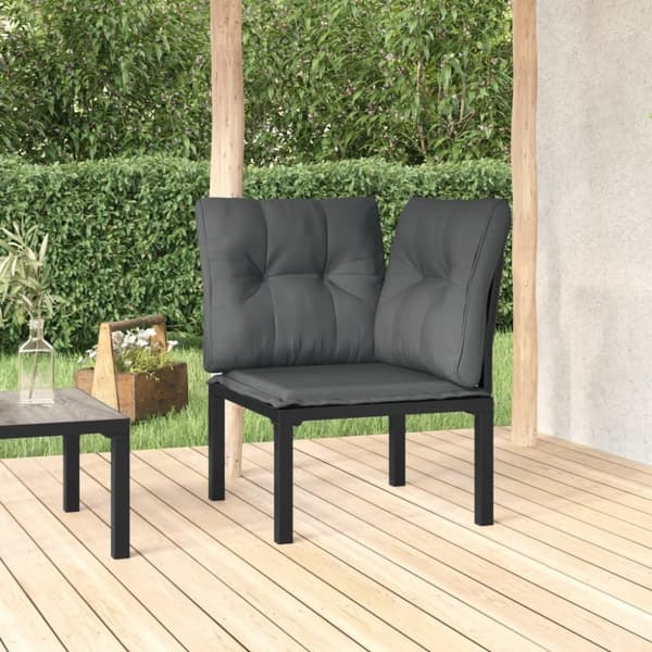 vidaXL hjørnemodul til havesofa med hynder polyrattan sort og grå