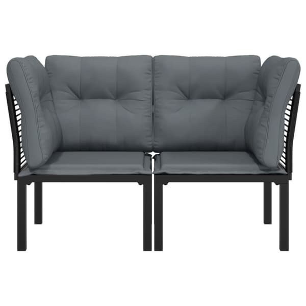vidaXL hjørnemoduler til havesofa 2 stk. m. hynder polyrattan sort grå