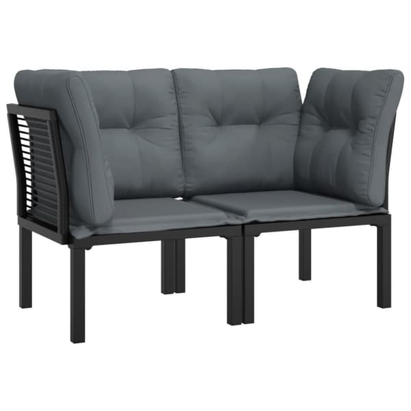 vidaXL hjørnemoduler til havesofa 2 stk. m. hynder polyrattan sort grå