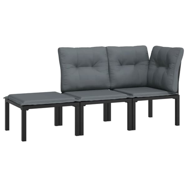 vidaXL loungesæt til haven 3 dele polyrattan sort og grå