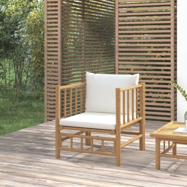 vidaXL havesofa med cremehvide hynder bambus