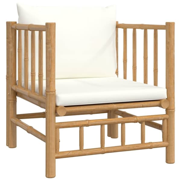 vidaXL havesofa med cremehvide hynder bambus