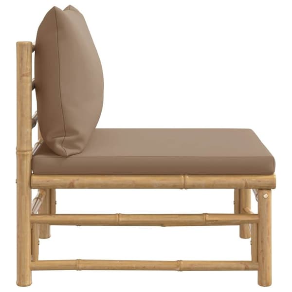 vidaXL midtermodul til havesofa med gråbrune hynder bambus