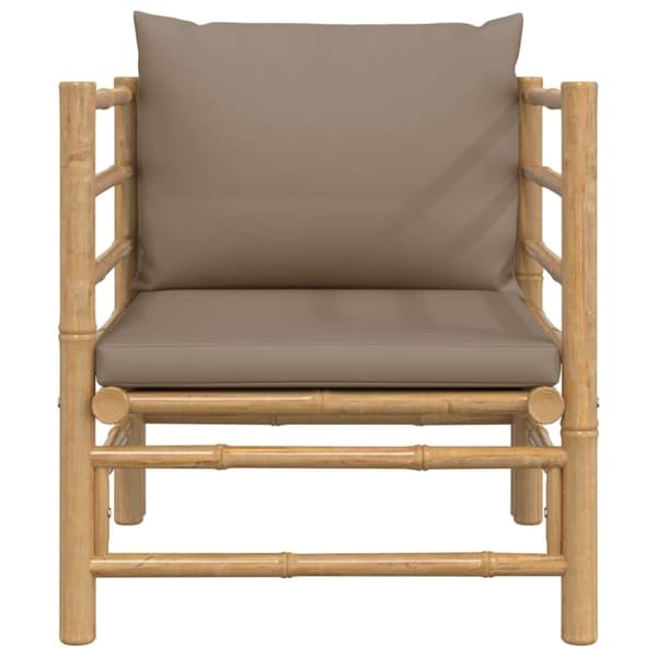 vidaXL Soffa för trädgården med taupe dynor bambu