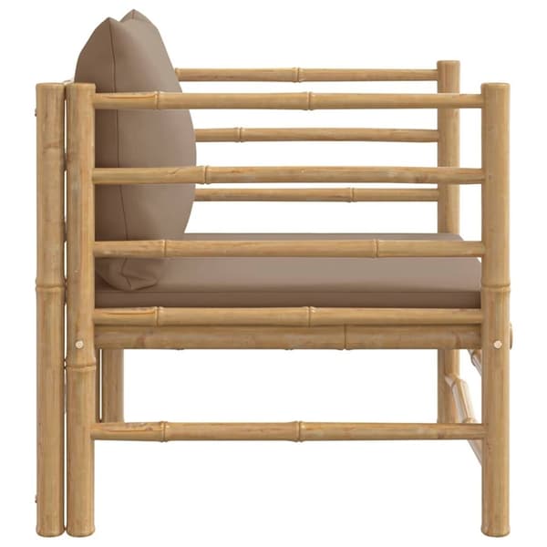 vidaXL Soffa för trädgården med taupe dynor bambu