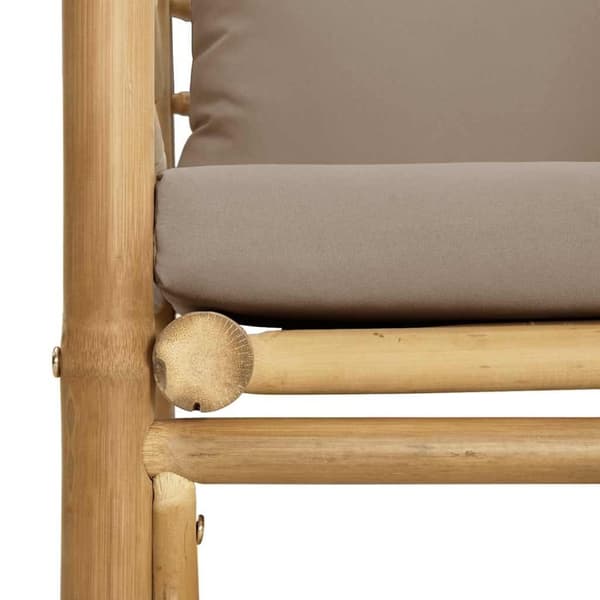 vidaXL Soffa för trädgården med taupe dynor bambu