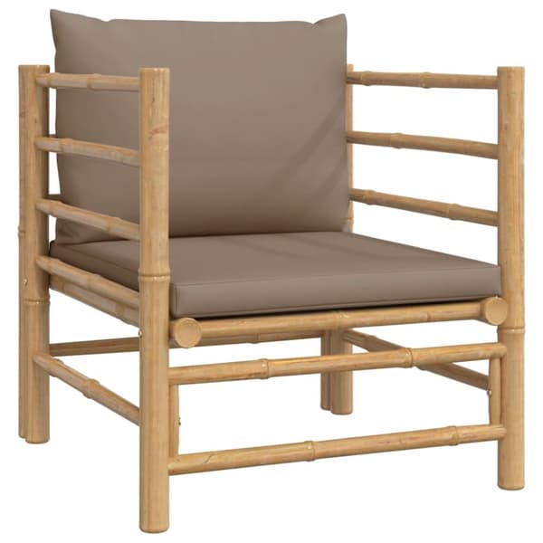 vidaXL Soffa för trädgården med taupe dynor bambu