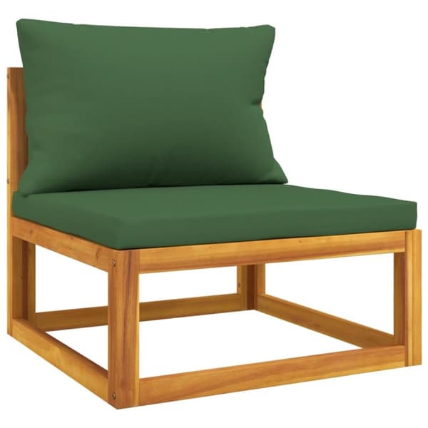 vidaXL Soffa mittdel för trädgården med gröna dynor massivt akaciaträ