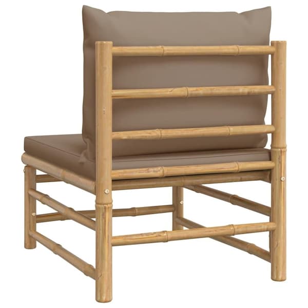 vidaXL Soffa mittdel för trädgården med taupe dynor bambu