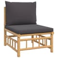 Miniatyrbillede 1 af 9: vidaXL midtermodul til havesofa med mørkegrå hynder bambus