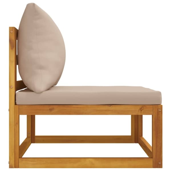 vidaXL midtermodul til havesofa med gråbrune hynder massivt akacietræ
