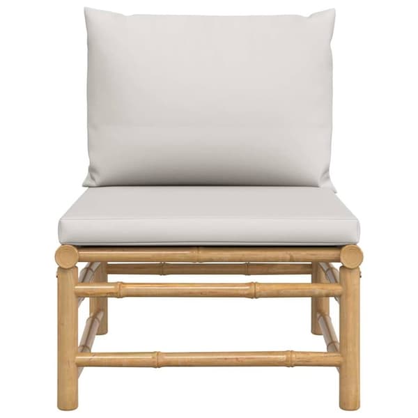 vidaXL Soffa mittdel med ljusgråa dynor bambu
