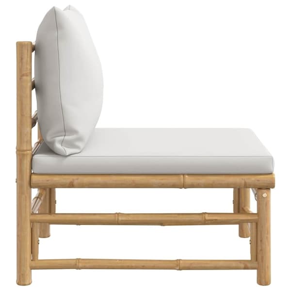 vidaXL Soffa mittdel med ljusgråa dynor bambu