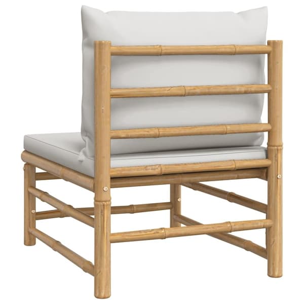 vidaXL Soffa mittdel med ljusgråa dynor bambu