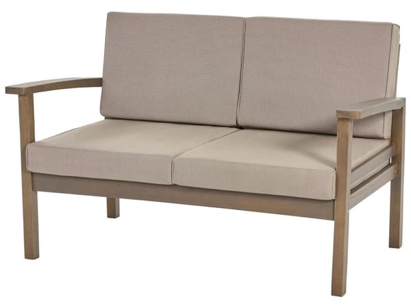 Trädgårdssoffgrupp Taupe Dynor Stabilt Certifierat Mörkt Akaciaträ 4-sits med Bord Utomhus Set