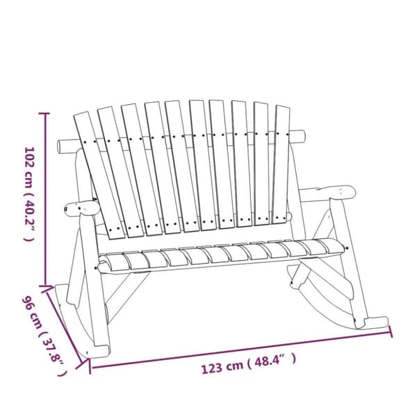 vidaXL Gyngebenk 2 seter 123x96x102 cm heltre gran
