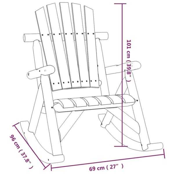 vidaXL Gungstol för trädgården 69x96x101 cm massivt granträ