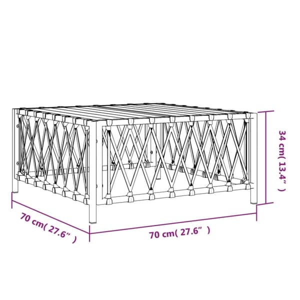 vidaXL Hagebord hvit 70x70x34 cm vevd stoff
