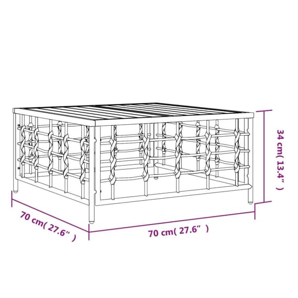 vidaXL havebord 70x70x34 cm polyrattan antracitgrå