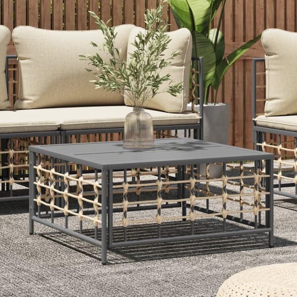 vidaXL havebord 70x70x34 cm polyrattan antracitgrå