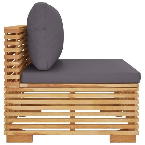 vidaXL midtermodul til havesofa med mørkegrå hynder massivt teak