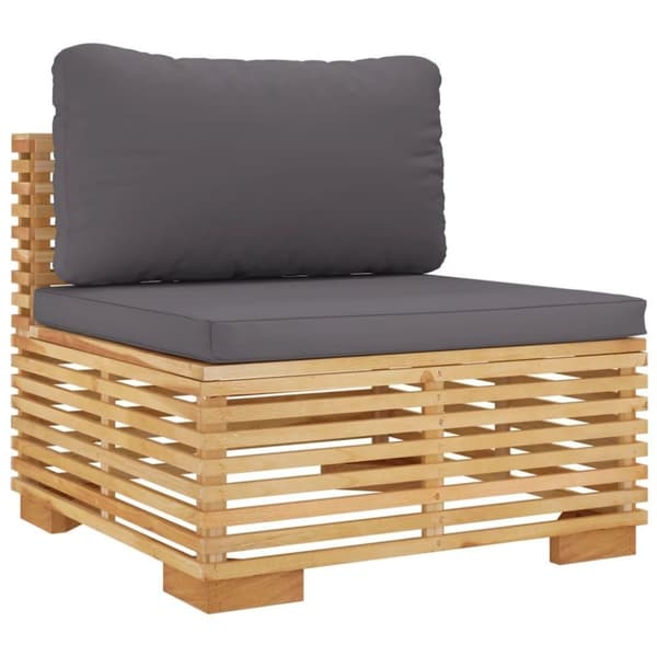 vidaXL midtermodul til havesofa med mørkegrå hynder massivt teak