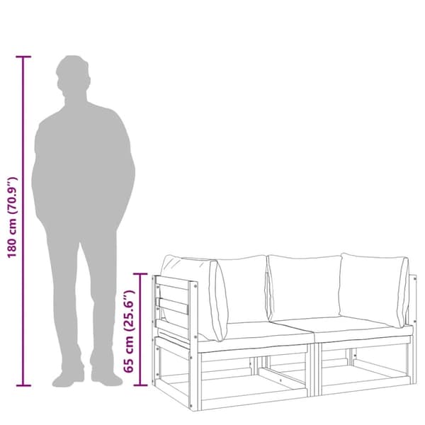 vidaXL hjørnemoduler til havesofa 2 stk. med gråbrune hynder akacietræ