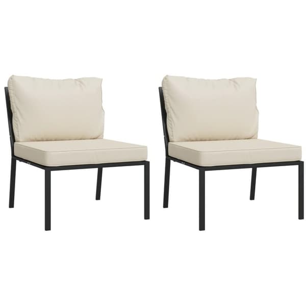 vidaXL Trädgårdsstolar med sandfärgade dynor 2 st 60x74x79 cm stål