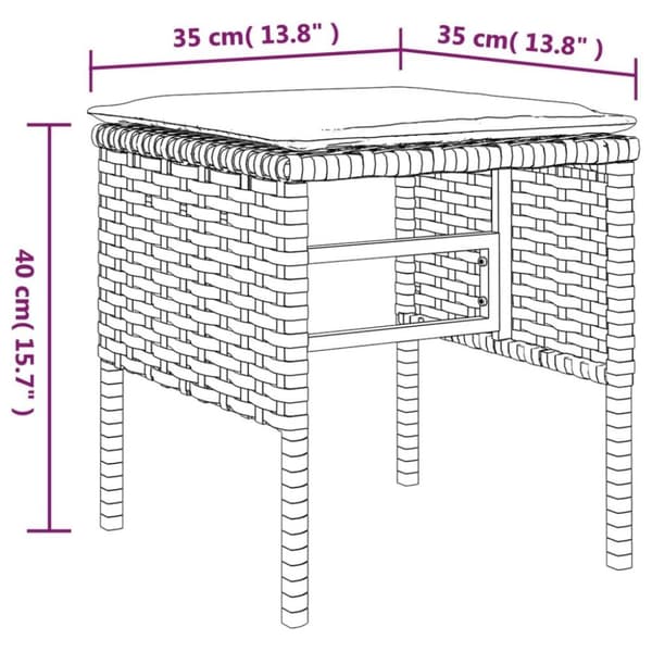 vidaXL fodskamler med hynder 4 stk. til haven polyrattan sort