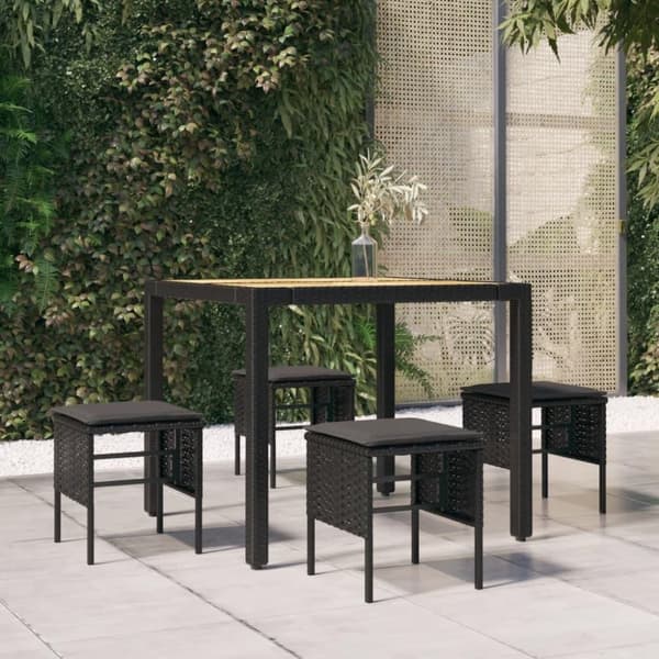 vidaXL fodskamler med hynder 4 stk. til haven polyrattan sort