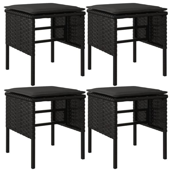 vidaXL fodskamler med hynder 4 stk. til haven polyrattan sort