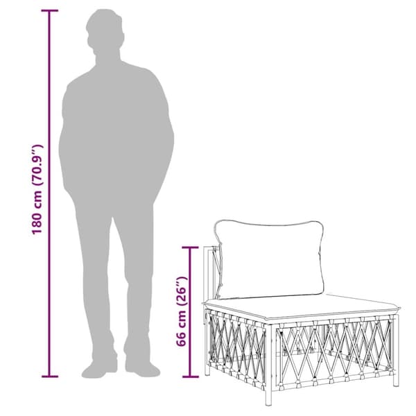 vidaXL midtermodul til havesofa med hynder vævet stof hvid