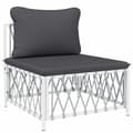 Miniatyrbillede 1 af 9: vidaXL midtermodul til havesofa med hynder vævet stof hvid