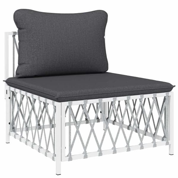 vidaXL midtermodul til havesofa med hynder vævet stof hvid