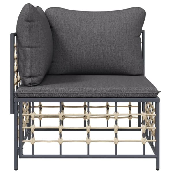 vidaXL hjørnemodul til havesofa med mørkegrå hynder polyrattan