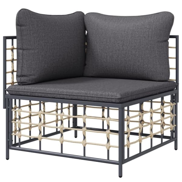 vidaXL hjørnemodul til havesofa med mørkegrå hynder polyrattan