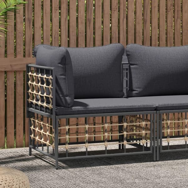vidaXL hjørnemodul til havesofa med mørkegrå hynder polyrattan
